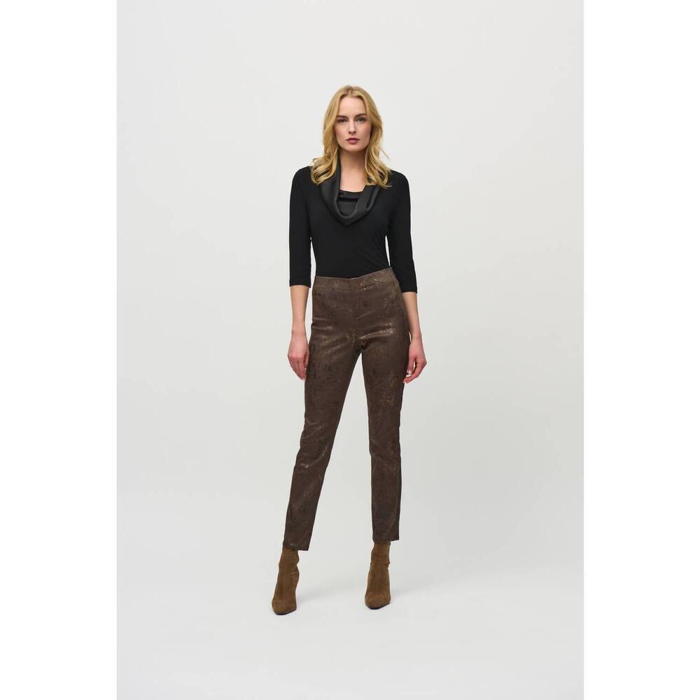 NEW JOSEPH RIBKOFF foiled animal print classic denim pants in brown/ multi